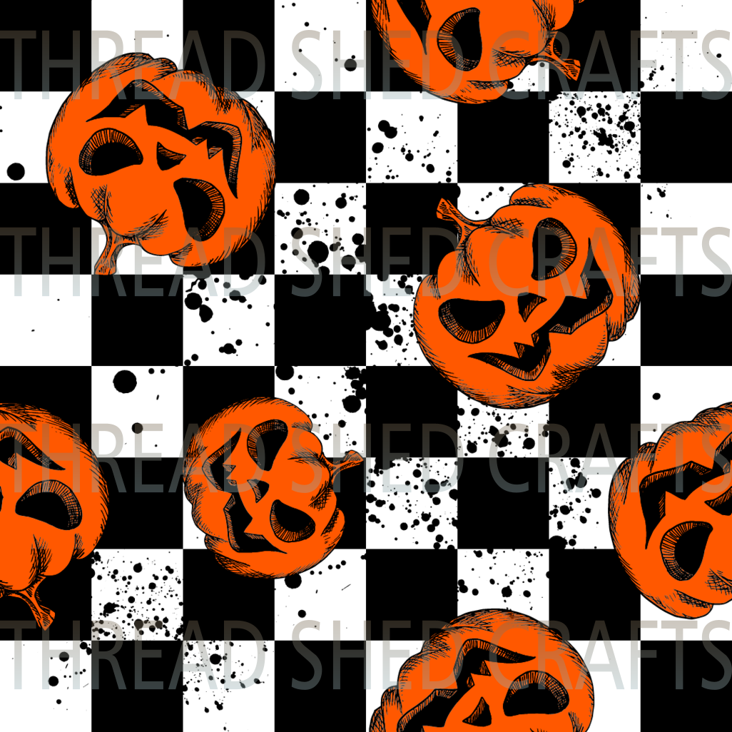 Black & White Checkered Jack-o-lanterns
