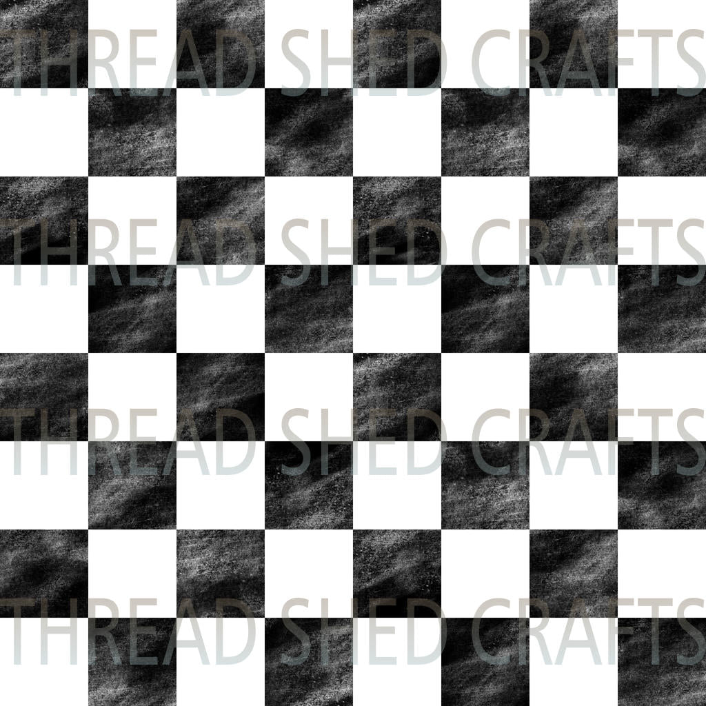 Distressed Checkered Black & White