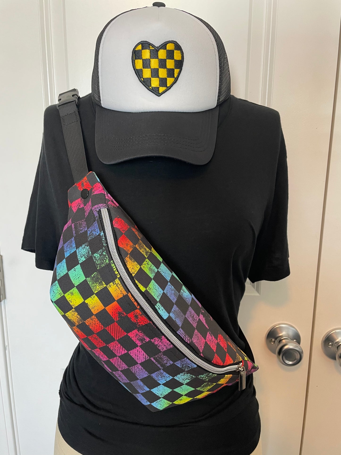 Rainbow Checkered Fanny Pack Crossbody