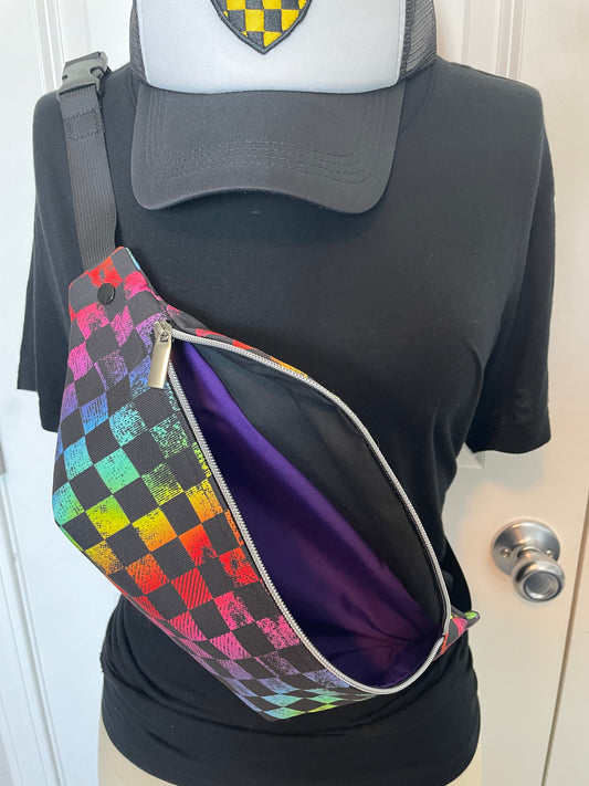Rainbow Checkered Fanny Pack Crossbody