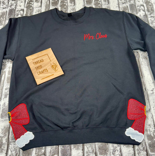 Santa Side Bows Embroidered Sweater