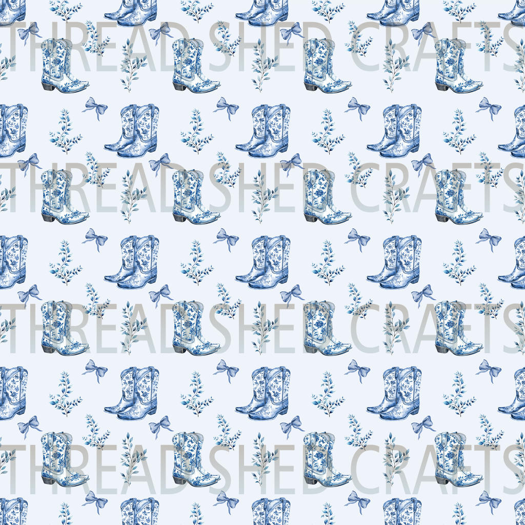 Blue Boots Bow Coquette