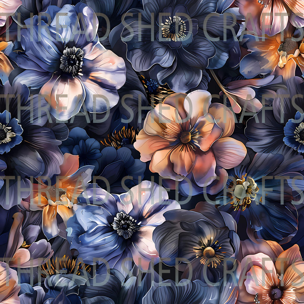 Dark Blue Mystic Floral