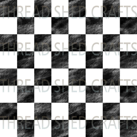 Distressed Checkered Black & White
