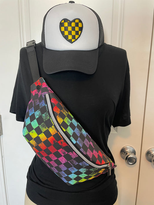 Rainbow Checkered Fanny Pack Crossbody