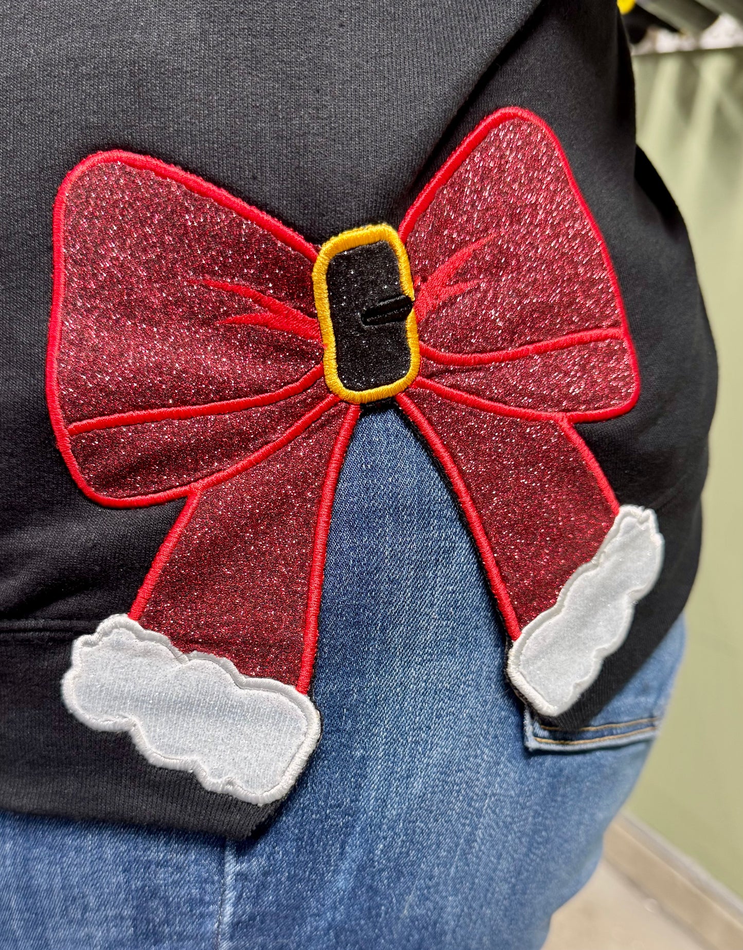 Santa Side Bows Embroidered Sweater