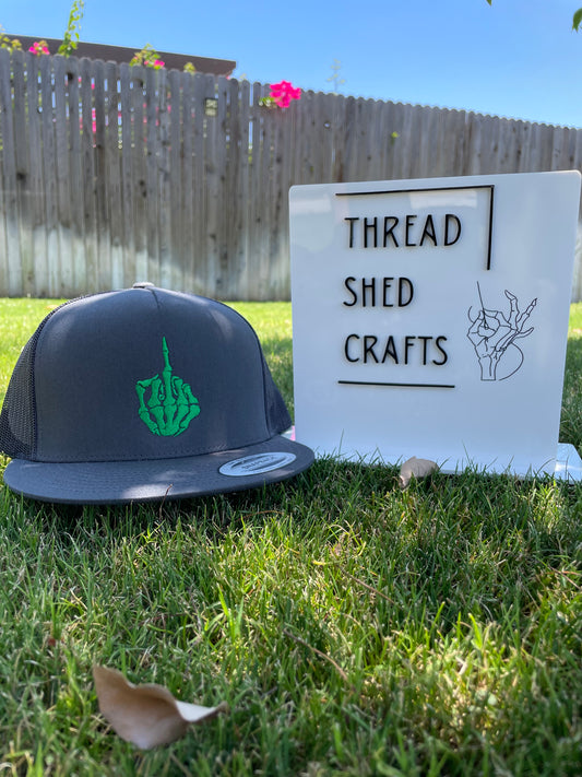 Skelly Middle Finger Embroidered Hat