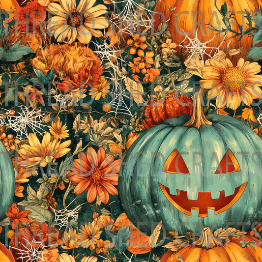 Vintage Pumpkins Teal
