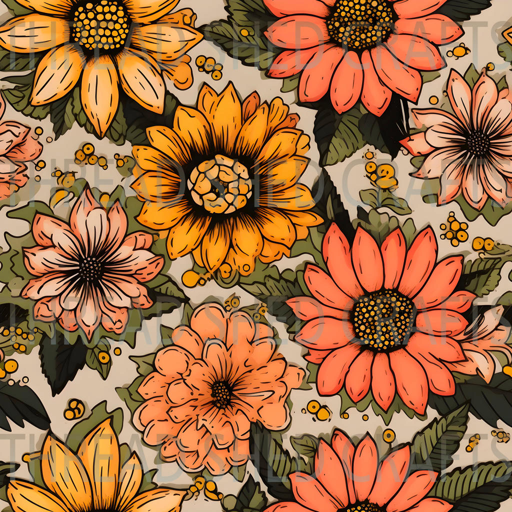 Orange/Yellow Floral