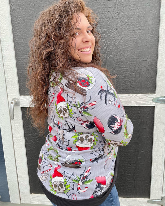 Spooky Christmas Curved Cardigan